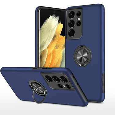 Samsung Galaxy S21 Ultra Compatible Case Cover With Shockproof And Magnetic Ring Holder - Navy